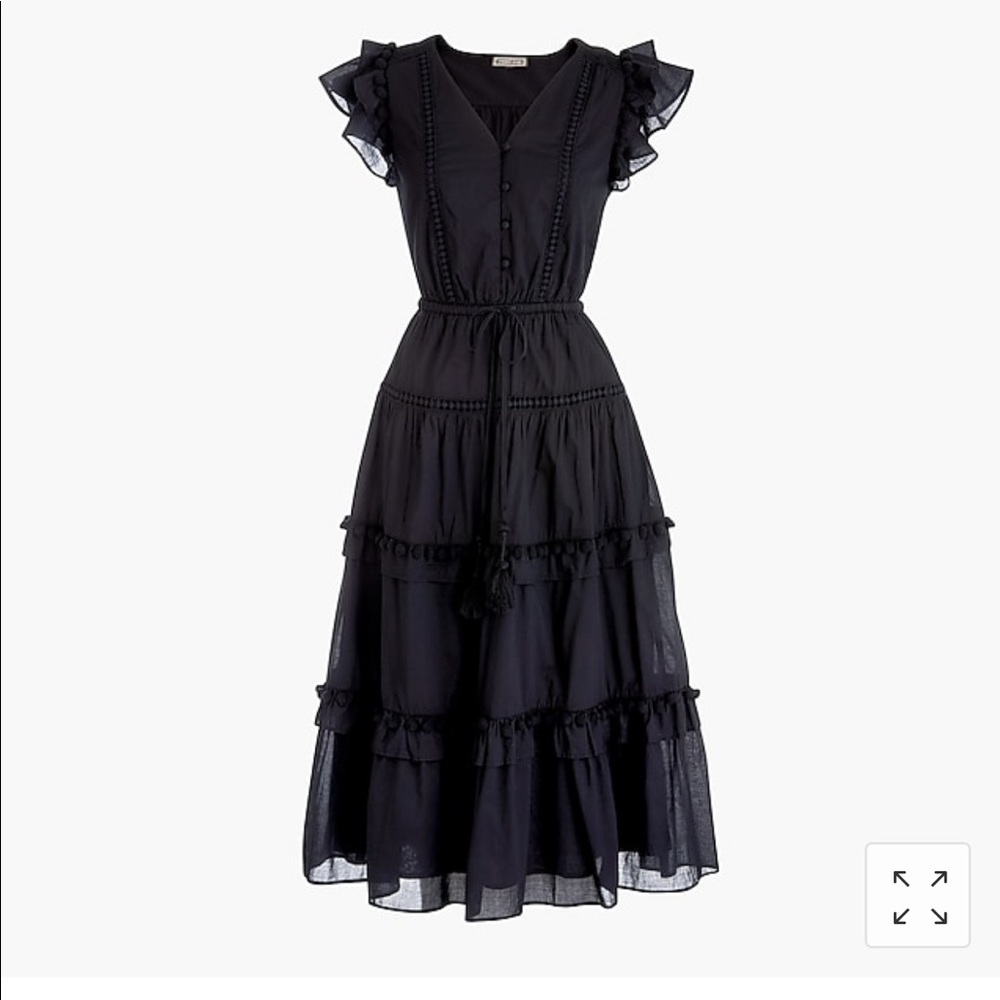 Point Sur flutter-sleeve pom-pom midi dress size4